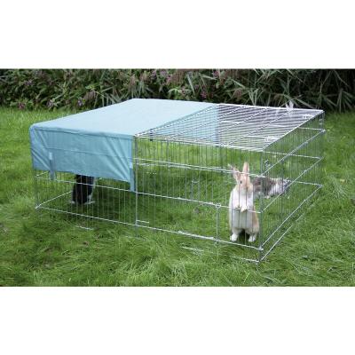 Enclos Exterieur144x112x60cm Zingu&eacute; + Protection Solaire