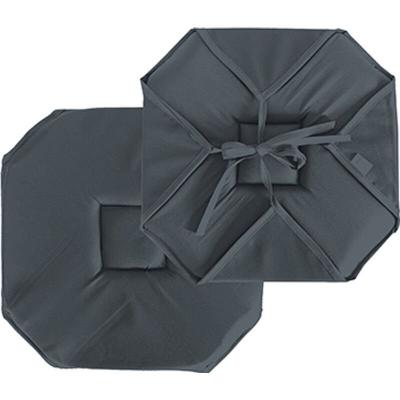 Galette de chaise &agrave; rabats et nouettes - Gris Fonc&eacute; - 40 x 40 cm