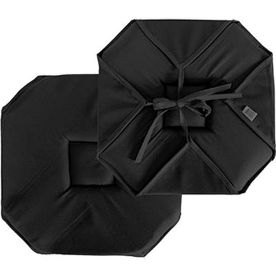 Galette de Chaise Plate Unie &agrave; Rabats et Nouettes Noir 40 x 40 cm