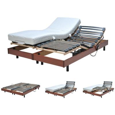 Ensemble 2 sommiers relaxation &eacute;lectrique flexpur 80x200 / merisier