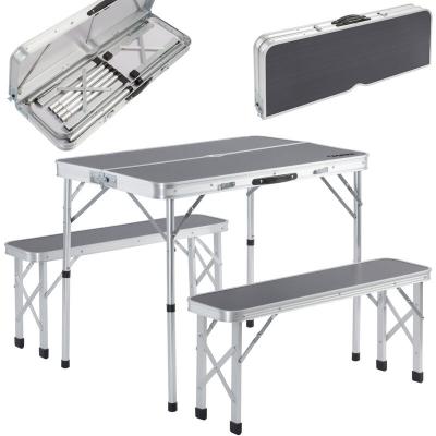 Ensemble table de camping bancs camping Valise de transport table camping pliante banc Gris