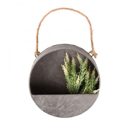 Esschert Design Jardini&egrave;re Murale Ronde S - D 20 X P 6,7 Cm - Zinc