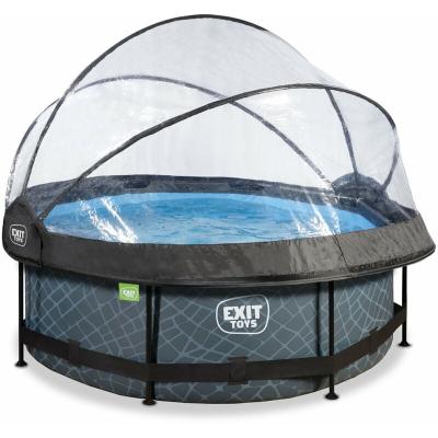 Piscine couverte EXIT Stone &oslash;244x76cm avec pompe filtrante - grise
