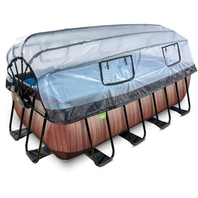 EXIT Piscine tubulaire Wood pompe &agrave; filtre sable 12V d&ocirc;me 4x2x1,22 m