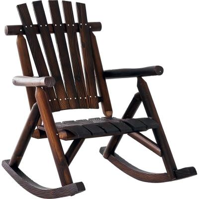 Fauteuil de jardin Adirondack &agrave; bascule sapin trait&eacute; carbonisation