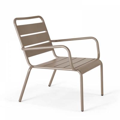 Fauteuil de jardin bas - 60 x 64 x 72 cm - Acier - Palavas - Taupe