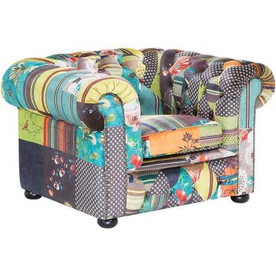Beliani - Fauteuil patchwork en tissu jaune CHESTERFIELD