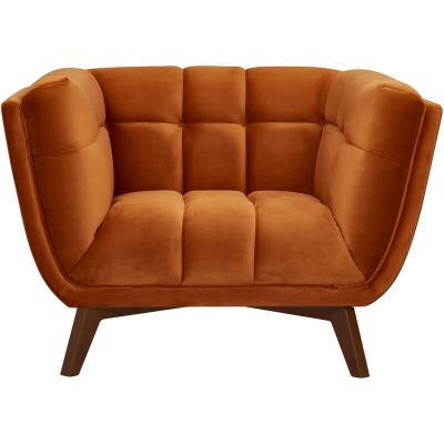 Fauteuil en velours curcuma - Mona - Orange