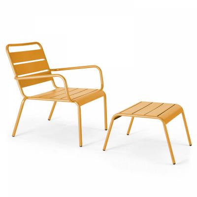 Oviala Palavas - Fauteuil Relax et Repose Pied en m&eacute;tal Jaune
