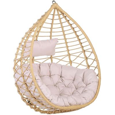 Fauteuil suspendu en rotin beige