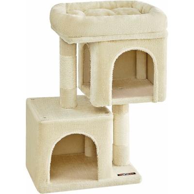 Feandrea Arbre &agrave; chat 2 niches doux, Beige