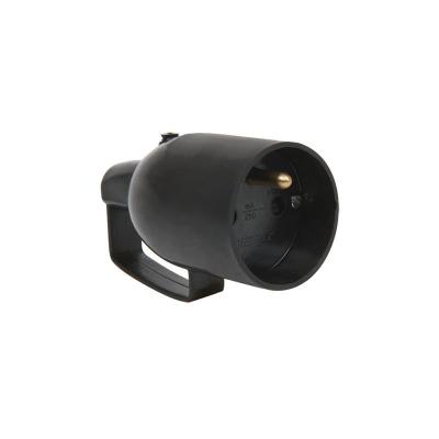 Fiche femelle avec anneau 2P+T 16A droite a coiffe noir - Noir
