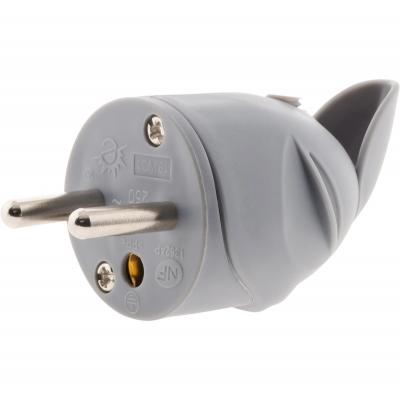 Zenitech-Fiche m&acirc;le coud&eacute;e 16A 2P+T Gris - Zenitech