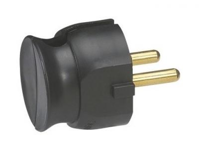 Legrand - Fiche 2P+T 16 A - Extra Plate - Sortie Lat&eacute;rale - Noir