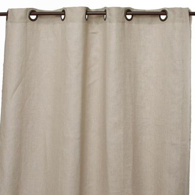 Rideau 100% lin &agrave; &oelig;illets &agrave; motifs floraux marron 140x250
