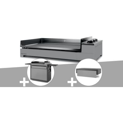 Plancha gaz premium 75 acier avec chariot et couvercle - forge adour