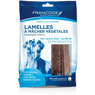 Feuilles &agrave; Mastiquer Grand Chien 15 B&acirc;tonnets Francodex