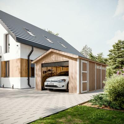 Garage qualit&eacute; premium 17 m&sup2; - l378xl530 cm machines de jardinage - beige