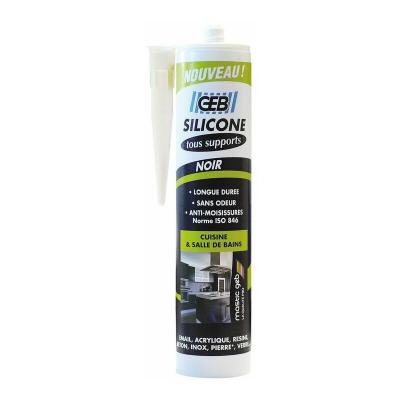 GEB - Silicone tous supports noir, 280 ml