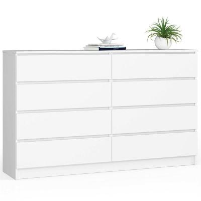 Grande Commode pour le salon K160 Blanche 160 cm 8 tiroirs fa&ccedil;ade Blanche 160x40x99 cm