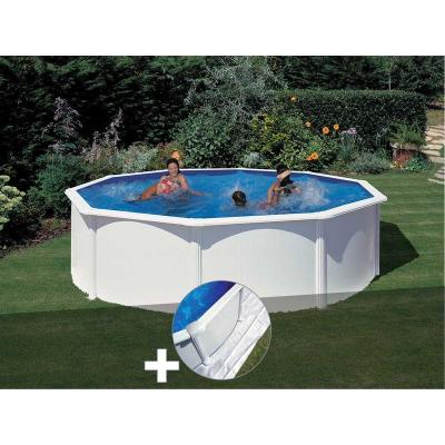 Kit piscine acier blanc Gr&eacute; Fidji ronde 4,80 x 1,22 m + Tapis de sol