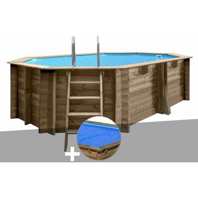 Kit piscine bois Gr&eacute; Grenade 4,36 x 3,36 x 1,17 m + B&acirc;che &agrave; bulles