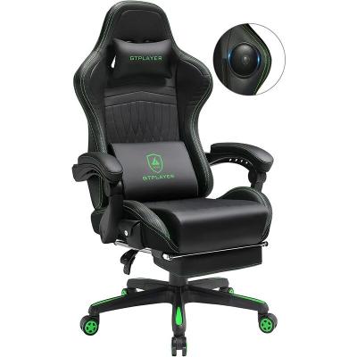 GTPLAYER Chaise Gaming avec Repose-pied Haut-parleur Bluetooth et Accoudoirs Synchronis&eacute;s (Noir)