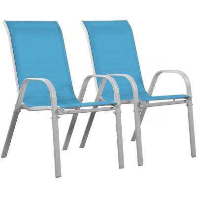 Fauteuil jardin Textil&egrave;ne ""Cordoba"" - Phoenix - Bleu - Lot de 2