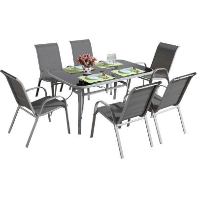 Salon de jardin textil&egrave;ne ""cordoba + Porto"" 6 personnes gris clair