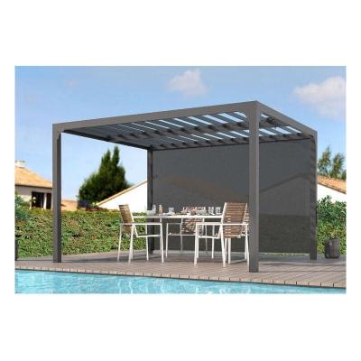 Pergola bioclimatique Habrita PER36R30BI en alu 10,80m2 ouverture manuelle avec rideau man 