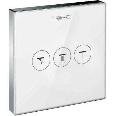 Hansgrohe - Facade en verre Robinet d arr&ecirc;t pour 3 fonctions blanc/chrom&eacute;