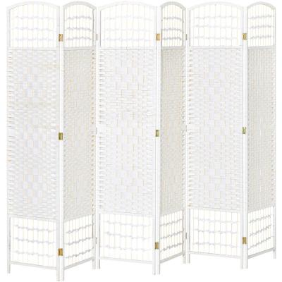 S&eacute;parateur de pi&egrave;ces 6 panneaux pliables blanc paille