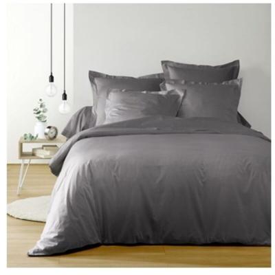 Housse de Couette Unie en Coton 57 Fils-cm2 Gris souris 260 x 240 cm