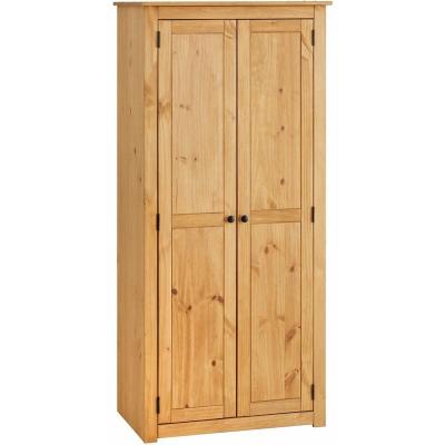 Armoire CANCUN avec 2 portes, en pin massif finition teint&eacute;e/cir&eacute;e