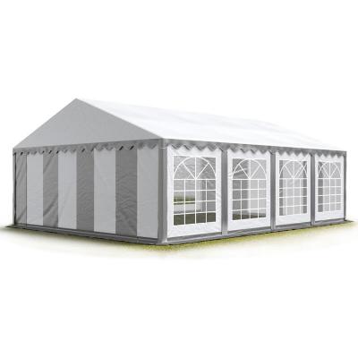 INTENT24 4x8m tente de r&eacute;ception, pvc env. 500g/m&sup2;, h. 2m, gris-blanc - gris