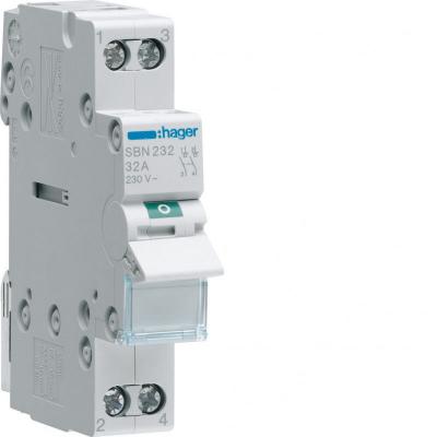 Hager - Interrupteur de coupure modulaire - 2 p&ocirc;les - 32A SBN232
