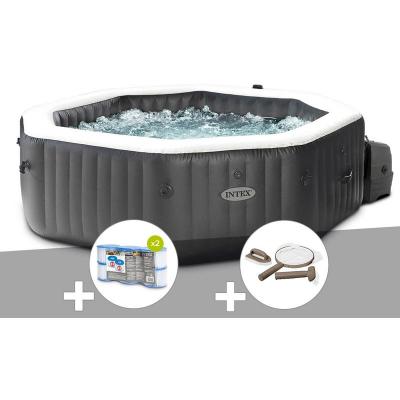 Kit spa gonflable PureSpa Carbone octogonal Bulles et Jets 4 places + 12 filtres + Kit d'entretien