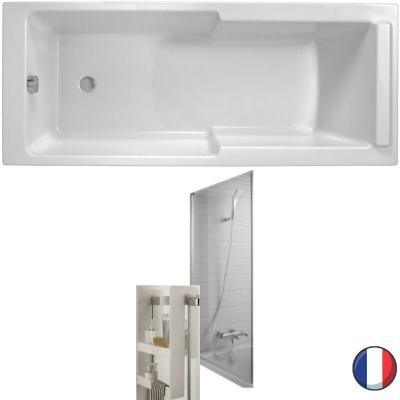 Baignoire bain douche JACOB DELAFON Struktura + pare bain + &eacute;tag&egrave;re 170 X 75