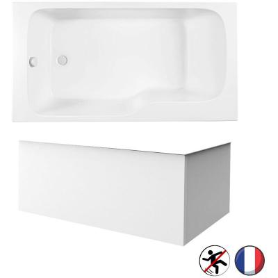 Baignoire bain douche JACOB DELAFON Malice antid&eacute;rapante + tablier angle 160 x 85 gauche