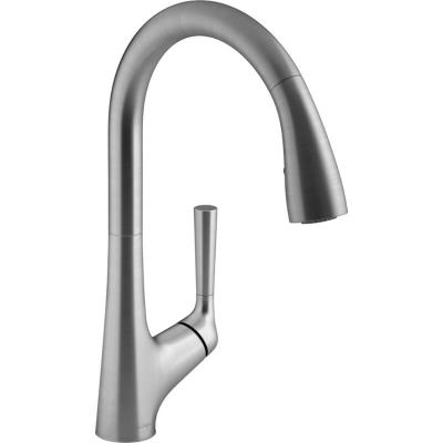 De cuisine forte avec douchette extractible, 2 jets, inox bross&eacute;
