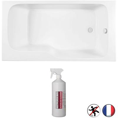 Bain douche malice antid&eacute;rapante + nettoyant blanc mat, 160 x 85 version droite