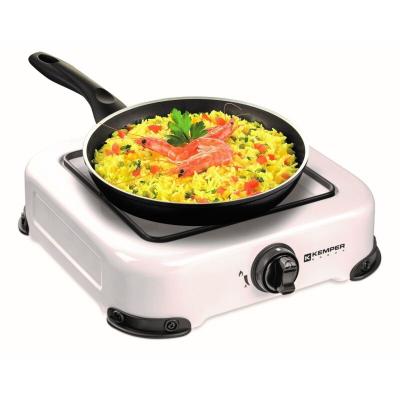 R&eacute;chaud gaz portable 1 feu 1200W Blanc laqu&eacute; Couvercle Plaque de cuisson KEMPER