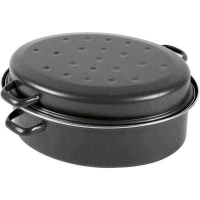 Kr&uuml;ger Cocotte ovale 38 cm Avec couvercle saveur Noir
