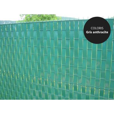 Lani&egrave;re PVC pour palissade largeur 43 mm x 60 m+100 clips- Gris - Jardiline 