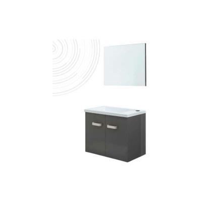 Lave-mains EPICE - avec miroir - 50cm - Gris - Laqu&eacute; - Livr&eacute; en kit