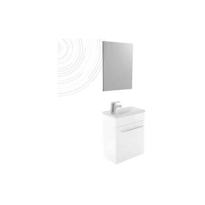 Lave-mains NINO - avec miroir - 44cm - Blanc - Laqu&eacute; - Livr&eacute; en kit