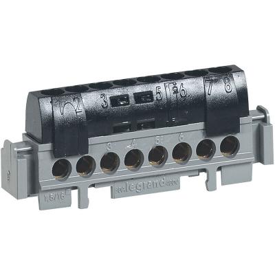 Bornier de phase - 8 bornes pour c&acirc;ble 1,5 &agrave; 16mm &sup2; - noir