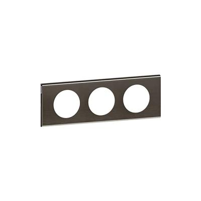 Legrand - Plaque de finition C&eacute;liane - Mati&egrave;re Black Nickel - 3 postes