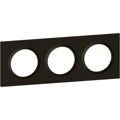 Legrand - Plaque carr&eacute;e dooxie 3 postes finition noir velours