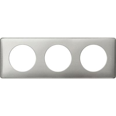 Plaque de finition triple Legrand C&eacute;liane M&eacute;tal Aluminium Snake